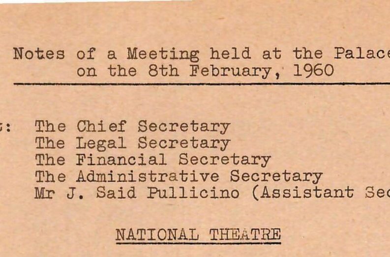 SIPARJU 002: Malta, Frar 1960 – Laqgħa dwar it-Teatru Nazzjonali mal-Gvernatur Ingliż